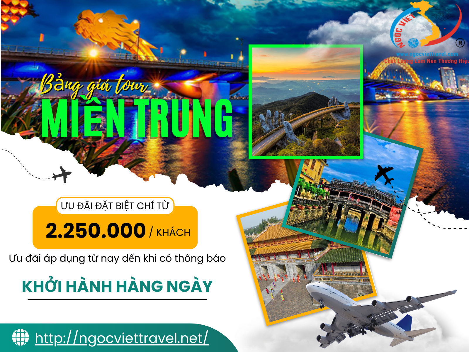 BẢNG GIÁ TOUR GHÉP ĐOÀN MIỀN TRUNG, KHỞI HÀNH MỖI NGÀY